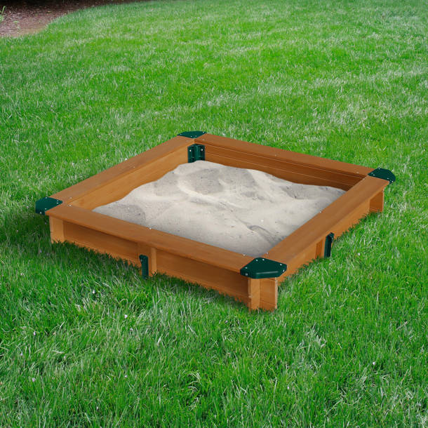 Gorilla Playsets Interlocking 3.62 ft. Square Sandbox with Cover and